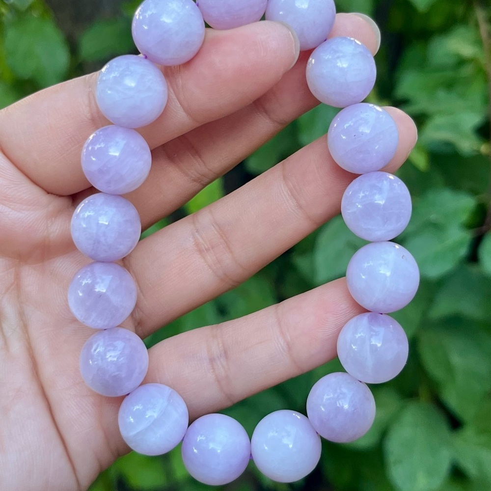 13mm stretchable natural cat eye kunzite‎ bracelet - Picture 6 of 10